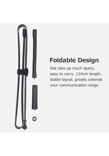 Geeksen Kask Telsizi At-124 İnterkom Anteni 124cm Katlanır Anten Sma-dişi Arayüzü Yüksek Kazanç Geniş Uygulama Aralığı