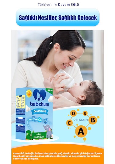 Bebehum 2 Bebek Sütü 800 Gr 6-12 Ay