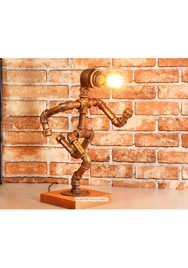 Hediyelik Kitap Okuma Lambası, El Yapımı Robot Masa Lambası Siyah