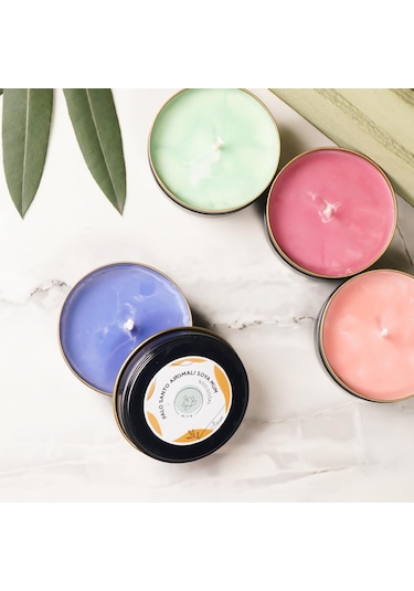 Mitr Palo Santo Aromalı Metal Soya Mum Çok Renkli