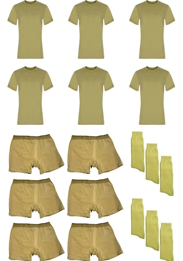 6'lı Paket Asker Fanila-boxer-çorap Set Bedelli-acemi 001