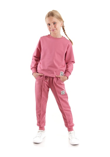 Ahengim Kız Çocuk Back To School Pamuklu Trend Eşofman Takımı Ak2529 Gül Kurusu