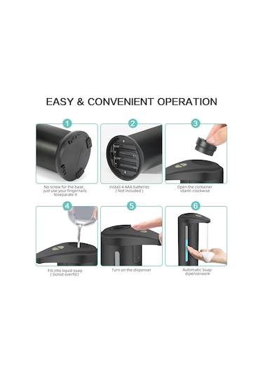 Siyah-otomatik Sıvı Sabunluk Fotoselli Sensör Banyo Akıllı Köpük Makinesi 280 Ml Kızılötesi Sıvı Sabunluk Pompa Kabı