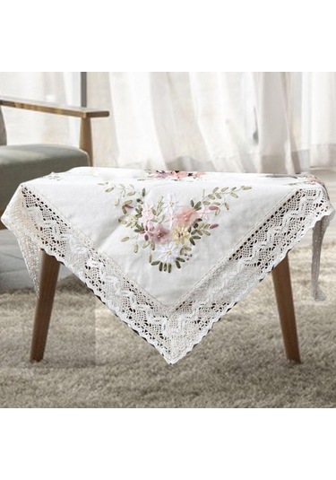 Suntek Nakış Için Baskılı Damgalı Kanaviçe Masa Beyaz Beyaz