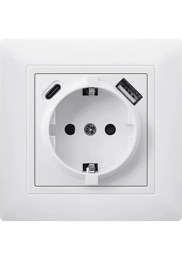 Honeybeeshop Alman Standart Usb Type C Soket Beyaz Pc Malzemesi Usb Cikisi Guc Cihazlar Icin Pratik Hizli Gomulu Kurulum Duvar Soketi 16a 250v