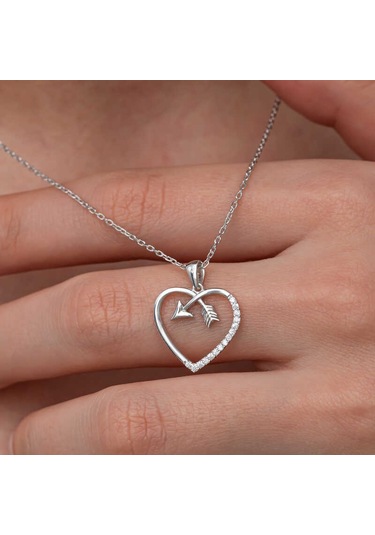 Artsmagazinmücevher Gümüş Kalpli Ok Kadın Kolye