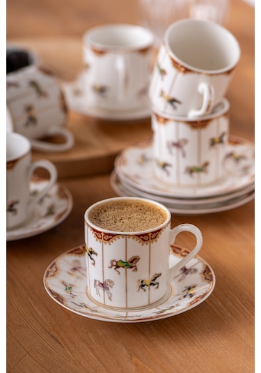 Emsan Atlıkarınca 6 Kişilik Kahve Fincan Takımı 80 ML