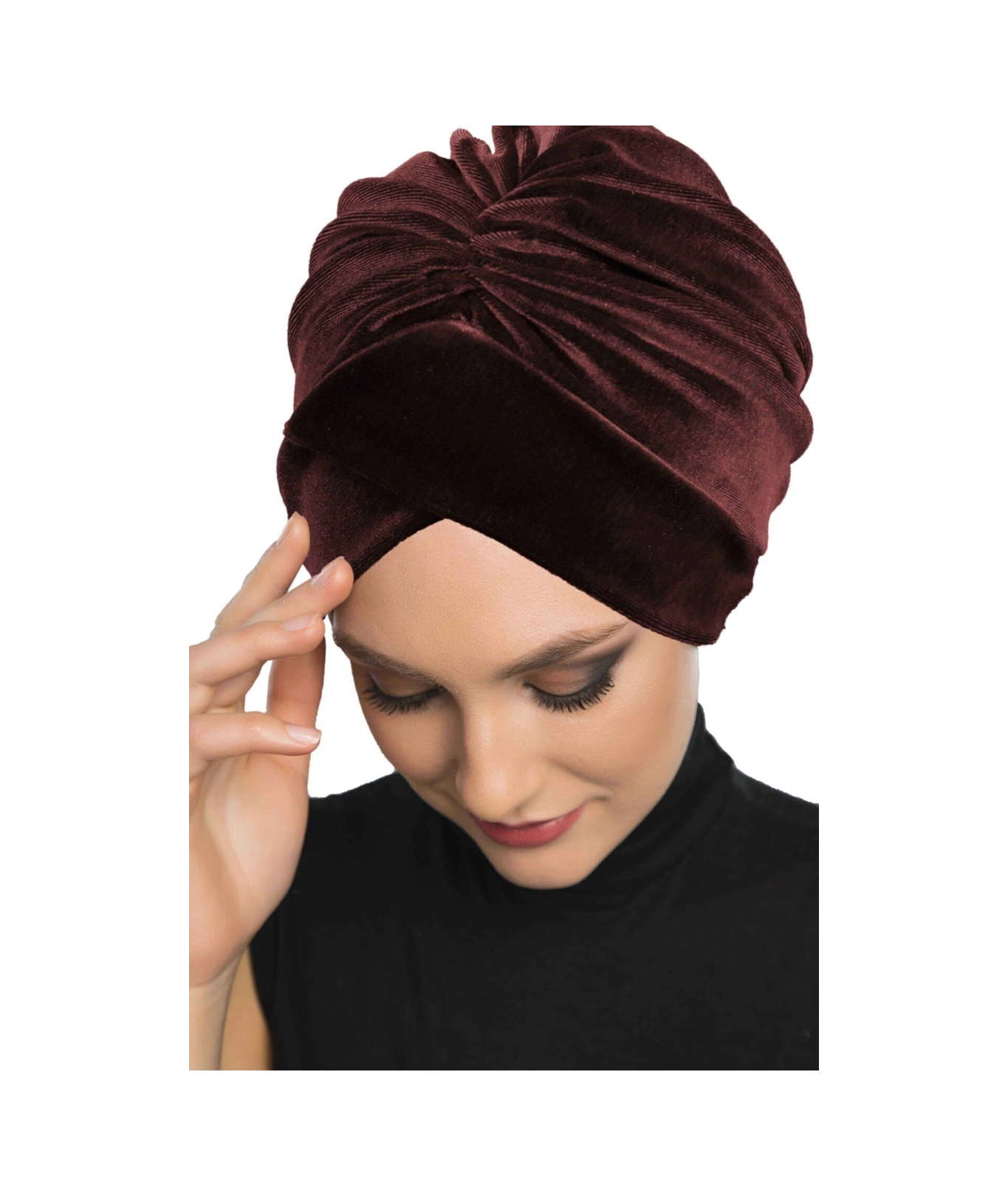 Kadife Kardelen Astarlı Kahve Hazır Türban Tesettür Bone Kahve