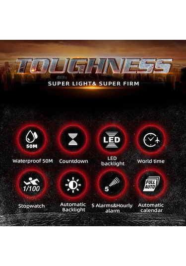Dijital Saat Erkek Spor Saati Su Geçirmez Kol Saatleri Kronometre Alarmlı