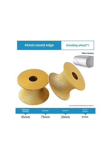 Maiyame Mermer, Kuvars, Çini Taş İçin Yarım Dairesel Taş Zımpara Tekerleği - 45mm Zımparalama Kalınlığı, Fırçalı Elmas Köşe Zımpara Makinesi İçin