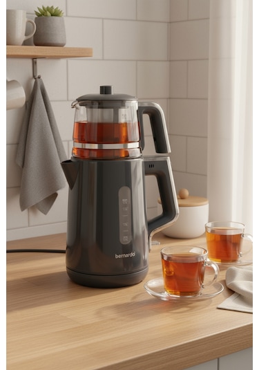 Bernardo Venedik Cam Demlikli Çay Makinesi Gri