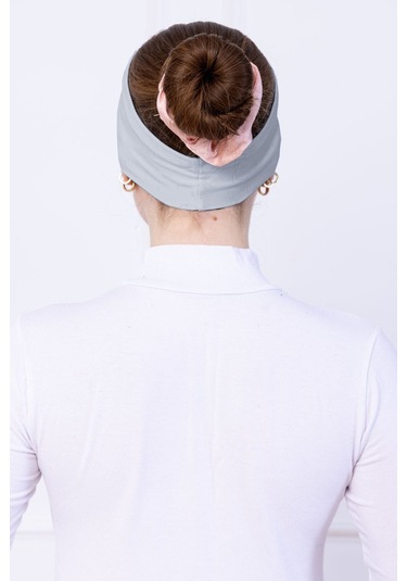 Kaymayan Silikonlu Bandana Bone - Sportif Saç Bandı-açık Gri Açık Gri
