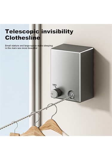Xiaaokeji Geri Çekilebilir Çamaşır İpi - Alüminyum Alaşımlı Çekmeli Kurutma İpi Siyah