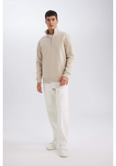 DeFacto 3 İplik Pamuklu Şardonlu İçi Polarlı Comfort Regular Fit Rahat Kalıp Dik Yaka Fermuarlı Kalın Sweatshirt D9067AXNSBG735 DeFacto 3 İplik Pamuklu Şardonlu İçi Polarlı Comfort Regular Fit Rahat Kalıp Dik Yaka Fermuarlı Kalın Sweatshirt D9067AXNSBG735