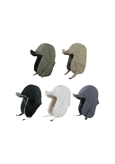 Kadife Kumaştan Yapılmış Kalın Ve Sıcak Kışlık Kayak Şapkası, Soğuk Havalara Özel Beyaz