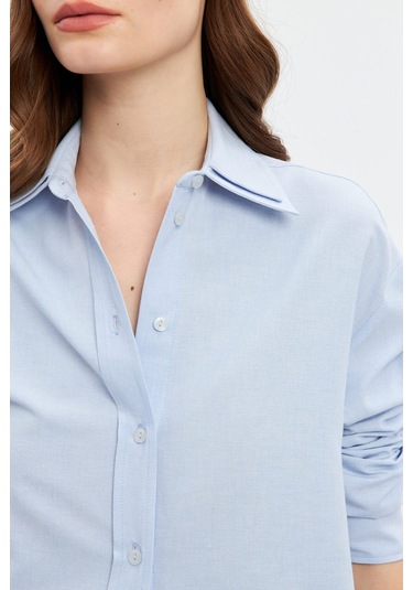 Stella Pulvis Mavi Çift Yaka Detaylı Oxford Gömlek Mavi
