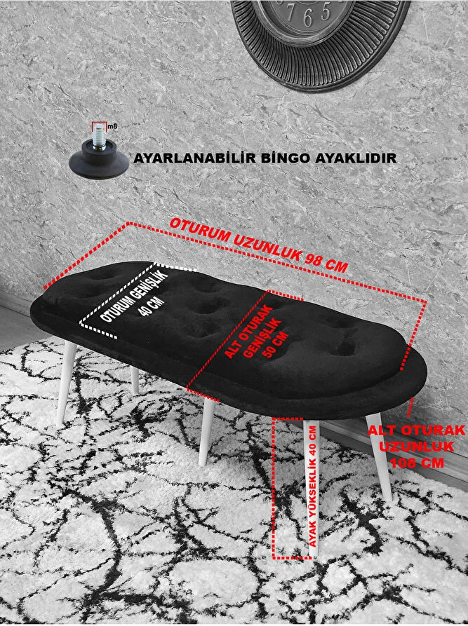 Ufo Oturak Bench - Beyaz Boyalı Sivriltme Ayak - Oturak - Bench - Çok Renkli