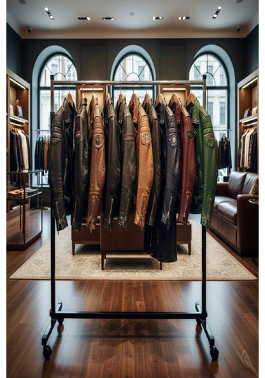 Paslanmaz Metal Askılık Vitrin Konfeksiyon Tekerlekli Demonte Portmanto 150 Cm Hanger Siyah