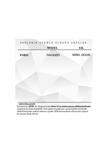 Ford Ranger için Far Ayar Bağlantı Klipsi Civatalı