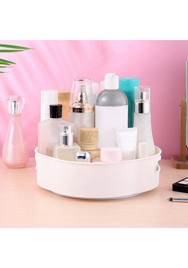 360 Derece Dönebilen Mekanizmalı Yuvarlak Tepsi Formlu Sunum Ve Servis Organizer Tablası 4172 Çok Renkli
