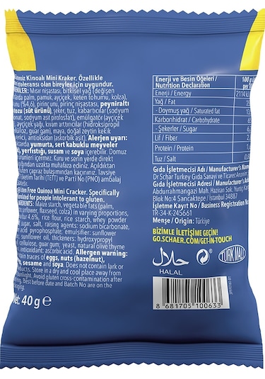 Schar Quinotti Glutensiz Kinoalı Halka Kraker 12 x 40 G