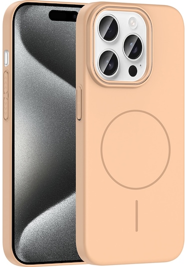 İphone Uyumlu 15 Pro Kılıf Magsafe Şarj Özellikli Silikon Kapak Ruby Gri