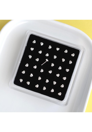 925 Ayar Gümüş Küçük Kalp Hızma Taşlı Kalp Hızma Gri