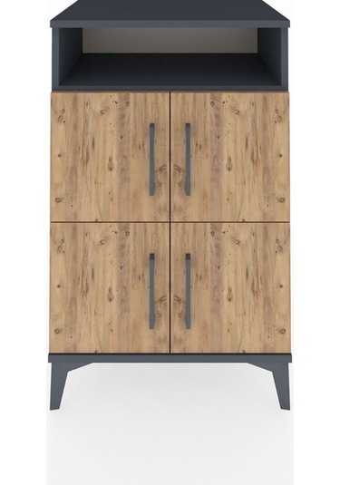 Hyperion Komodin 2 Raflı 4 Kapaklı 60x44x96 Antrasit-çam Antrasit