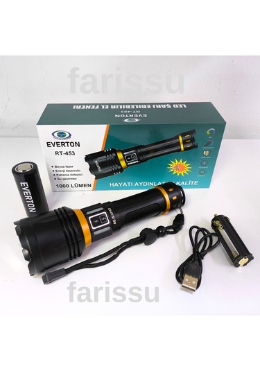 Rt-453 50w 1000 Lumen 4800 Mah 1-1,5 Km Menzilli Sarjli El Feneri Siyah