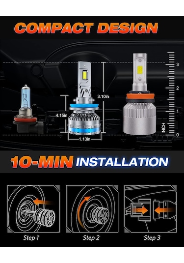 Fahren Termitör H11 / H9 / H8 120W 22000 Lümen 6500K Led Ampül