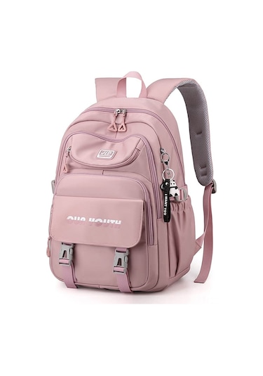 Xiyyadms Su Geçirmez Kadın Okul Çantası, 17 İnç Laptop Taşıma, 28l Kapasite, Panda Aksesuarlı Pembe Çok Renkli