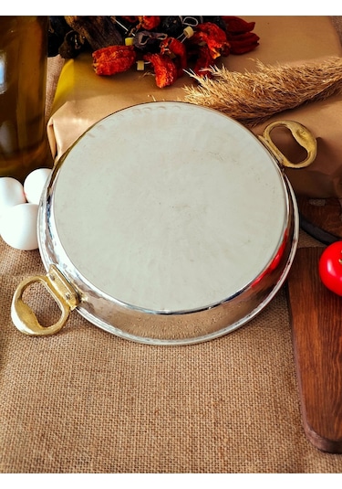 Modabakır İç Dış Kalaylı Kalın Gerçek Bakır Tava, Yumurta Sahani 27 Cm Model:4552589 Bakır