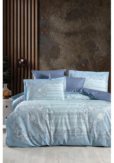 Heritage Dijital Ranforce Çift Kişilik Nevresim Takımı Mirage Turkuaz