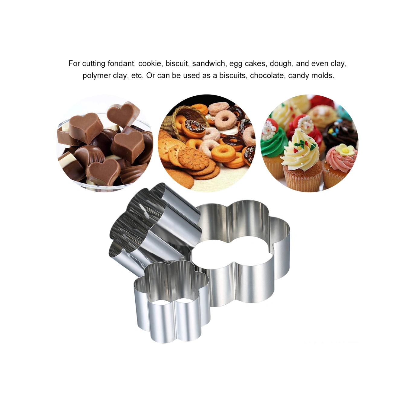 Kangvka 430 Çelik 3'lü Bisküvi Kese Seti - Çiçek/elmas/kare Şekilleri - Hamur Kalıbı, Pastry Ve Omlet Şekillendirici Diğer