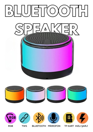 Yüksek Bass Bluetooth Hoparlör Rgb Led Bt Tf Kart Radyo Destekli