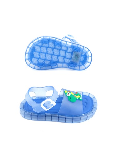 Gezer Yazlık Erkek Çocuk Suni Deri Işıklı Rahat Taban Ayarlanabilir Dino Sandalet Mavi