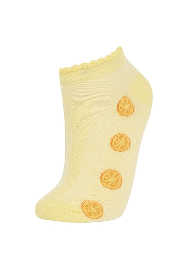 DeFacto Kız Çocuk 5'li Pamuklu Kiraz Ve Çiçek Desenli Patik Çorap W9534A6NSKR1