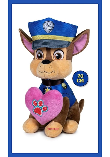 Paw Patrol Figür Peluş Oyuncak Love Serisi - Chase - 20 Cm