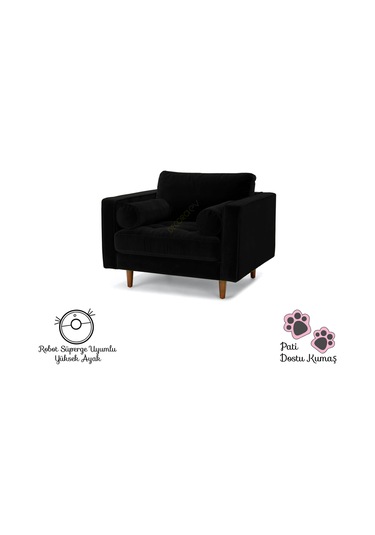 Ürgüp Siyah Tekli Koltuk Berjer Lobby Koltuğu Terapi Bekleme Koltuğu Siyah