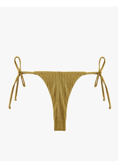 Koton Yanları Bağlamalı İpli Dokulu String Bikini Altı Yeşil 6sak00200mm