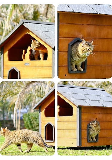 Mandu Ahşap Teraslı Dublex Kedi Evi