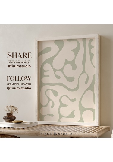 Adaçayı Yeşili Soyut, Organik Duvar Sanatı, Danimarka Pastel Dekoru, Japandi, Soyut Şekiller Sanatı