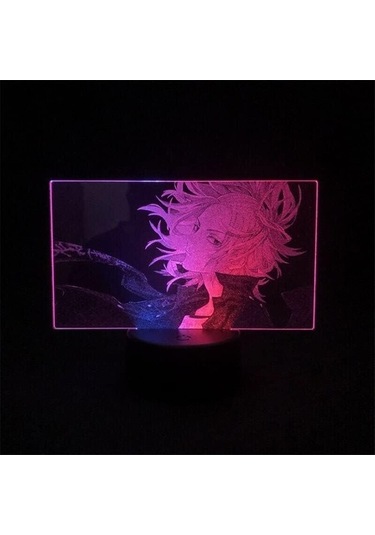 Goldenqian Tokyo Revengen Anime 3d Gece Lambası Boy Için 16 Renk Kız Odası Dekor Illusion Led Lamba Usb Manga Mikey Şekil Uygun Çocuklar Fanlar Noel Hediyeleri Vje4ım Siyah