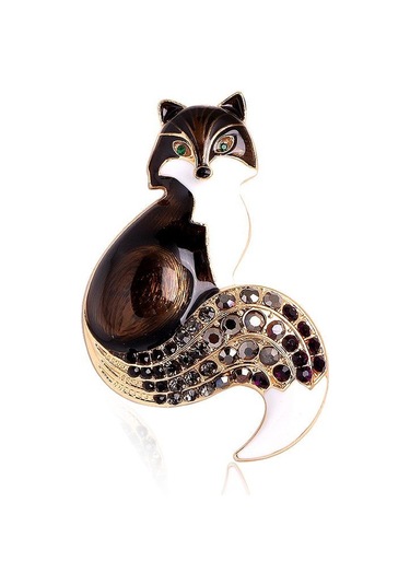 1 Adet Kadınlar İçin Yapay Elmas Emaye Tilki Broşları Hayvan Parti Günlük Broş İğneleri Hediyeler Turuncu