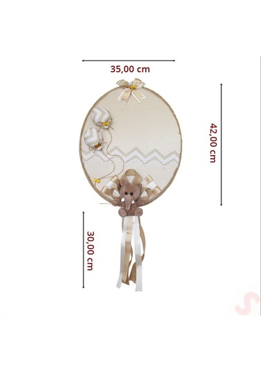 Pelüş Fil Süslemeli, 42cm Oval Kapı Süsü Çok Renkli