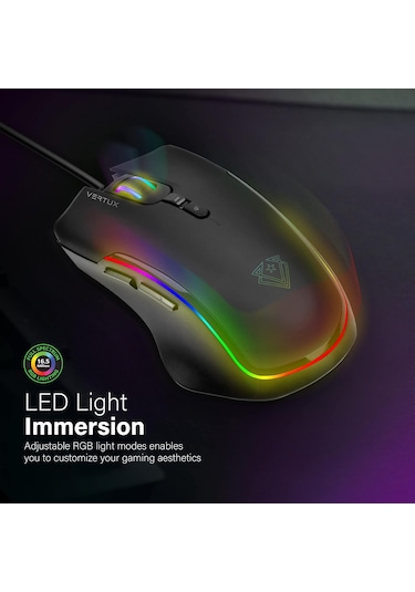 Vertux Oyuncu Mouse Gamecharged Hafif Oyun Özel Led Işıklı 10.00