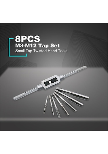 Tangshopping 8pcs M3-m12 Musluk Seti Küçük Musluk Bükülmüş El Aletleri Vida Konu Fişler Musluklar