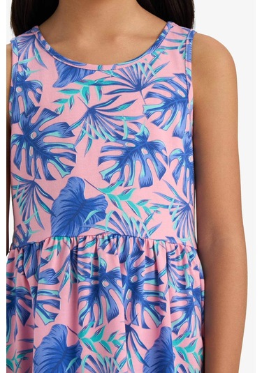 DeFacto Kız Çocuk Bisiklet Yaka Desenli Kolsuz Yazlık Elbise B4338A825SMPN693