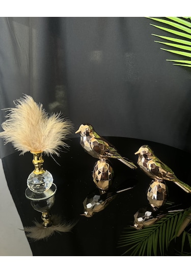 Meadow Gold Dekoratif Kuş Ve Tüylük Seti Gold