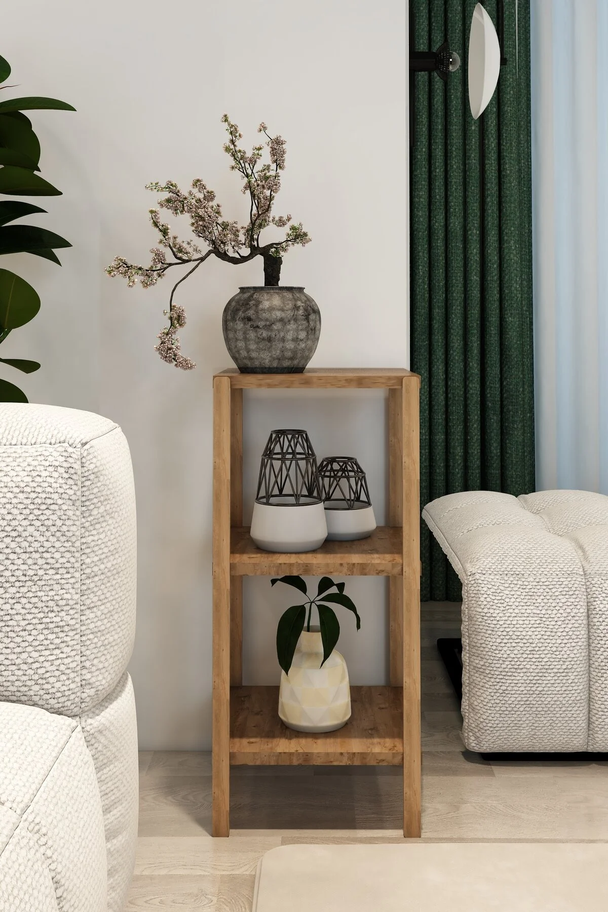 Aden 3 Raflı Banyo Rafı Atlantik Çam Atlantik Çam